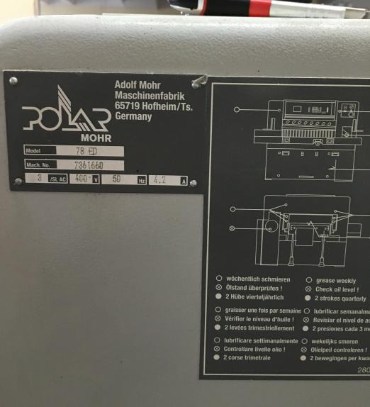Polar Mohr 78 ED high speed cutter - Paper cutting machine: picture 2 Polar Mohr 78 ED high speed cutter - Paper cutting machine: picture 2