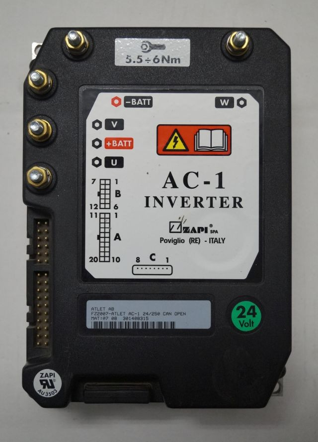 Atlet FZ2007 | Rijregeling Drive controller ZAPI AC1 FZ2007 24/250A can open sn. - ECU for Material handling equipment: picture 1 Atlet FZ2007 | Rijregeling Drive controller ZAPI AC1 FZ2007 24/250A can open sn. - ECU for Material handling equipment: picture 1