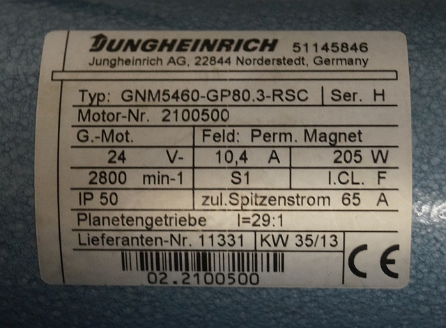 Jungheinrich 51145846 | Steeringmotor 24V type GNM5460 GP80,3 RSC Steering senso - Electrical system for Material handling equipment: picture 3 Jungheinrich 51145846 | Steeringmotor 24V type GNM5460 GP80,3 RSC Steering senso - Electrical system for Material handling equipment: picture 3