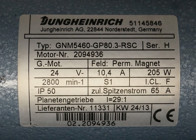 Jungheinrich 51145846 | Steeringmotor 24V type GNM5460 GP80,3 RSC Steering senso - Electrical system for Material handling equipment: picture 3 Jungheinrich 51145846 | Steeringmotor 24V type GNM5460 GP80,3 RSC Steering senso - Electrical system for Material handling equipment: picture 3