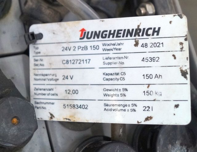 Jungheinrich unknown | Battery 24 2PZB150 year 2021 weight 150 kg sn. C81272117 - Battery for Material handling equipment: picture 4 Jungheinrich unknown | Battery 24 2PZB150 year 2021 weight 150 kg sn. C81272117 - Battery for Material handling equipment: picture 4