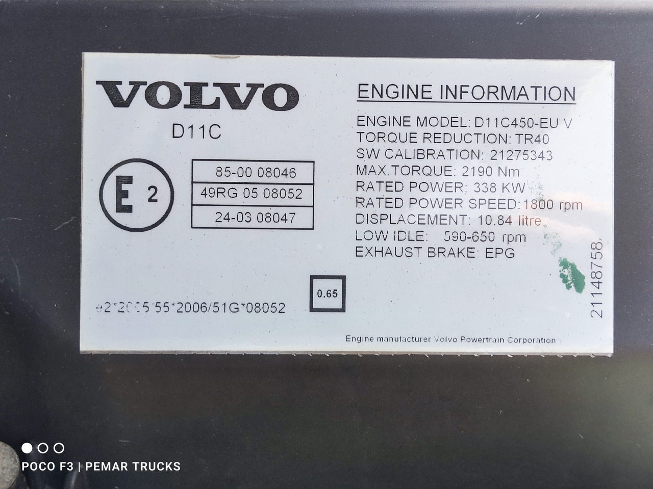 VOLVO 11 LITROS D11C450 - Engine: picture 5 VOLVO 11 LITROS D11C450 - Engine: picture 5