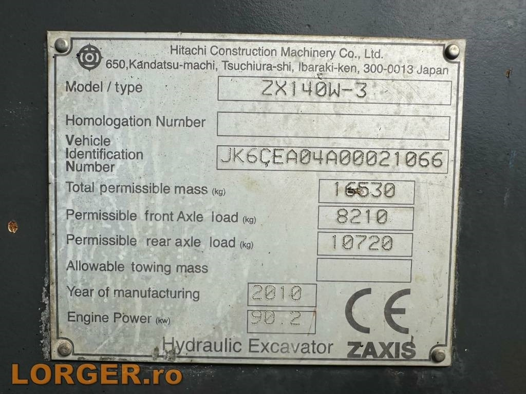 Wheel excavator Hitachi ZX 140 W-3: picture 7