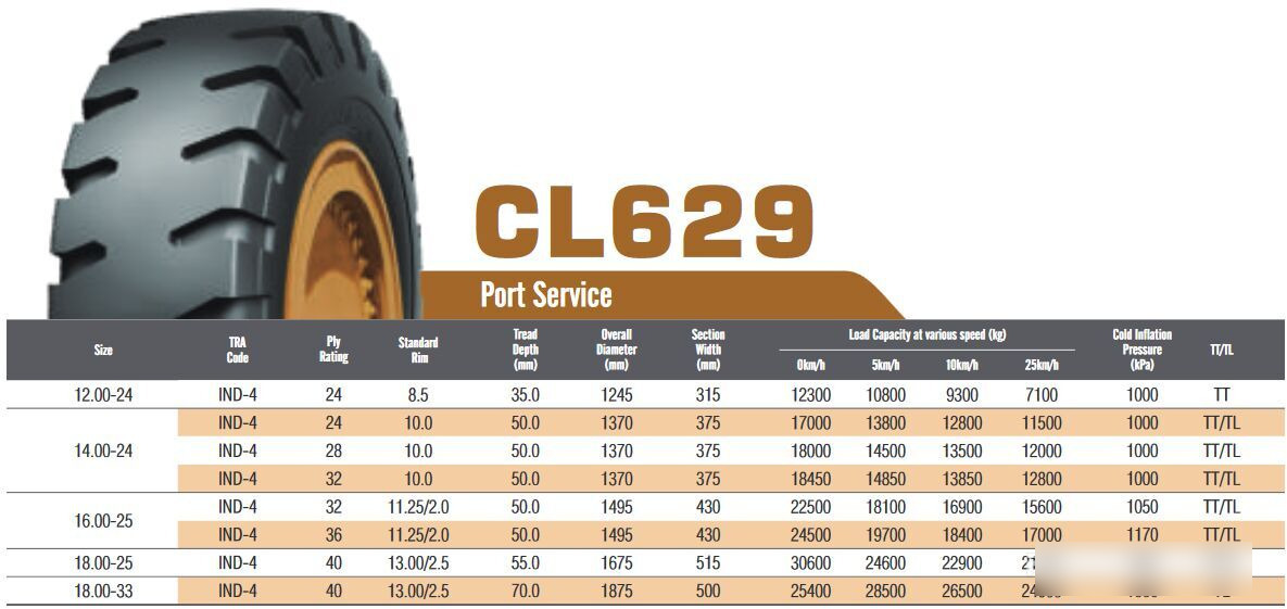 WestLake 18.00-25 CL629K 40PR RIM 13.00/2.5 E4 TL - Tire for Port equipment: picture 2 WestLake 18.00-25 CL629K 40PR RIM 13.00/2.5 E4 TL - Tire for Port equipment: picture 2