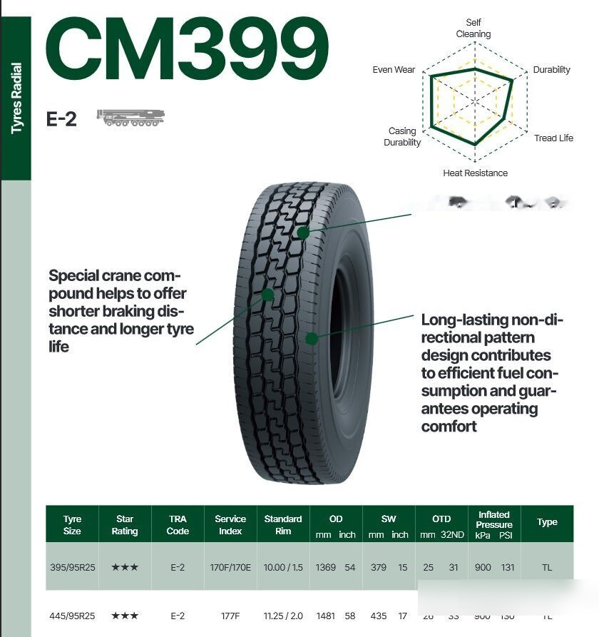 WestLake 445/95R25 (16.00R25) CM399 TL - Tire for Crane: picture 2 WestLake 445/95R25 (16.00R25) CM399 TL - Tire for Crane: picture 2
