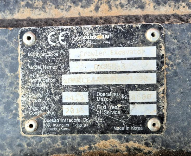 Crawler excavator Doosan DX85R-3 PELLE A CHENILLES 8,5T: picture 9