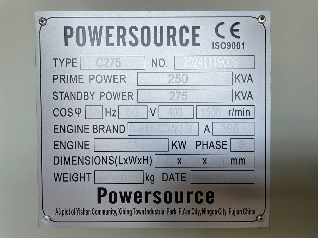 New Generator set Cummins 6CTAA8.3-G9 - 275 kVA Generator - DPX-19842: picture 6