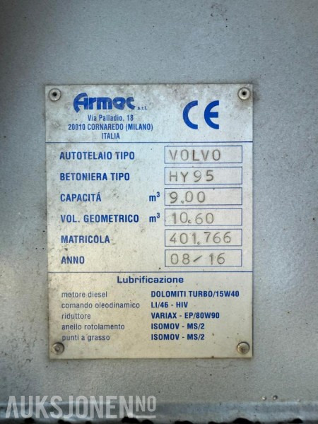 2016 Volvo Armec - Lite brukt betongtrommel - Concrete mixer drum: picture 4 2016 Volvo Armec - Lite brukt betongtrommel - Concrete mixer drum: picture 4