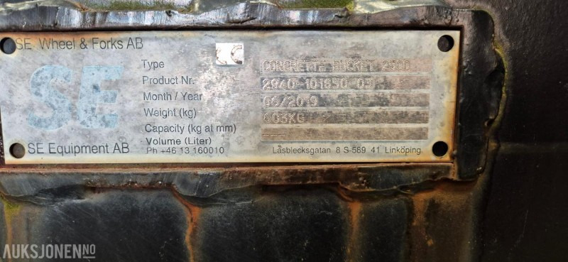 2019 SE 2500 skuffe til hjullaster med BM feste. UBRUKT - Attachment for Construction machinery: picture 4 2019 SE 2500 skuffe til hjullaster med BM feste. UBRUKT - Attachment for Construction machinery: picture 4