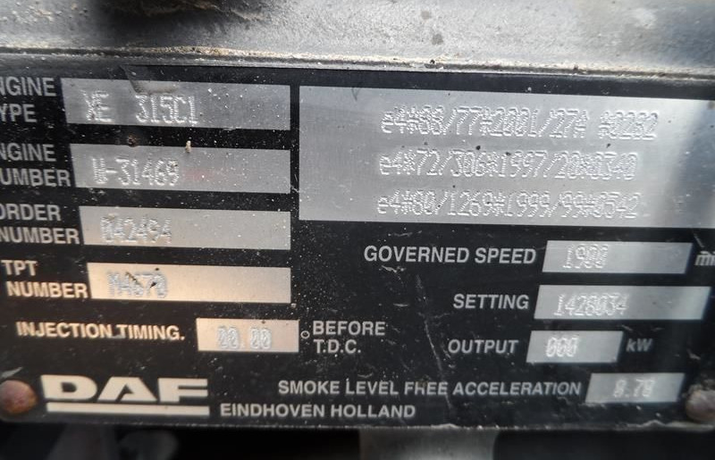 DAF XE 315 C1 DAF XF - Engine for Truck: picture 2 DAF XE 315 C1 DAF XF - Engine for Truck: picture 2