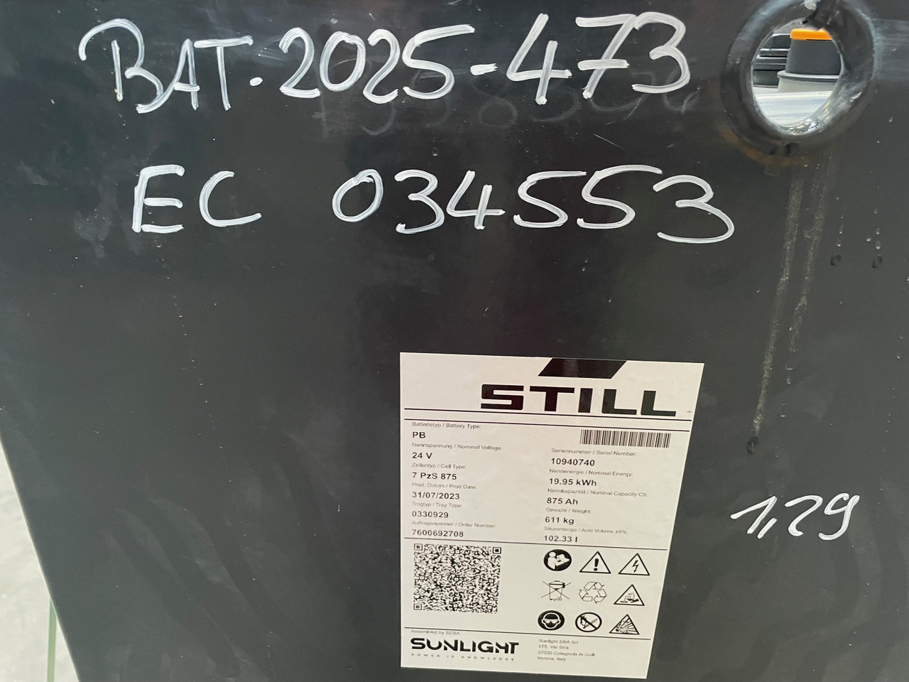 Sunlight 24V 7 PZS 875 - Battery for Material handling equipment: picture 3 Sunlight 24V 7 PZS 875 - Battery for Material handling equipment: picture 3
