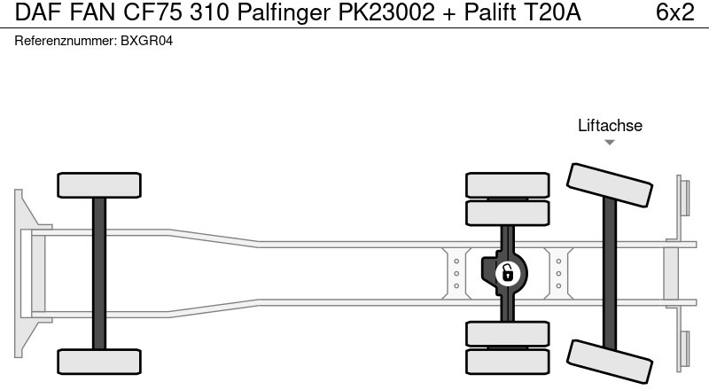 Hook lift truck, Crane truck DAF FAN CF75 310 Palfinger PK23002 + Palift T20A: picture 14