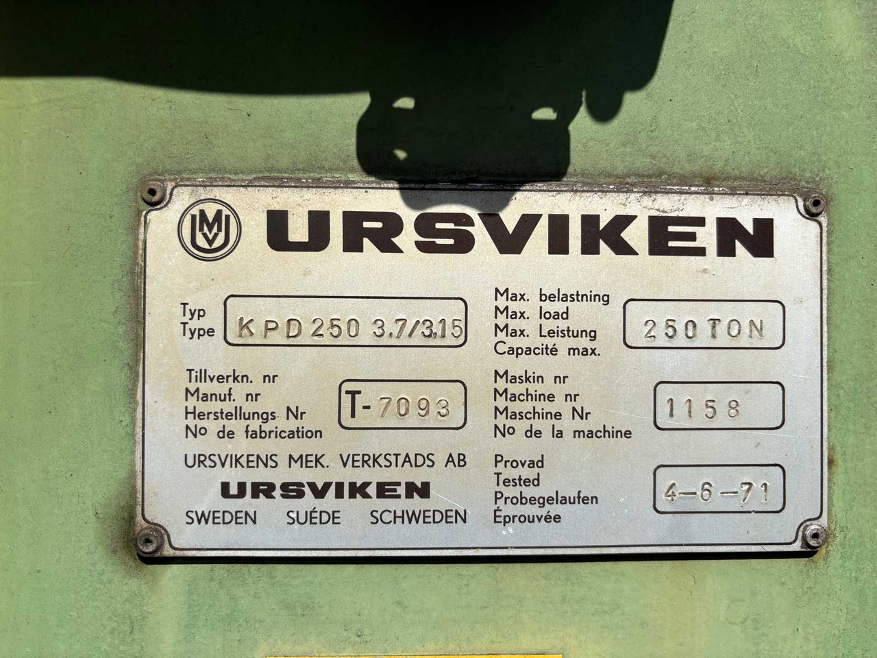 Machine tool Särmäri Ursviken KPD250 3.7/3.15: picture 9
