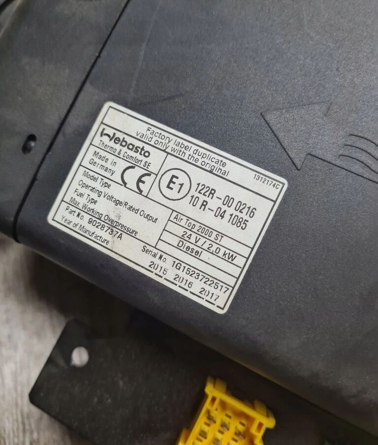 Webasto Renault RENAULT MIDLUM GAMA D VOLVO EURO 6 truck - Heating/ Ventilation for Truck: picture 4 Webasto Renault RENAULT MIDLUM GAMA D VOLVO EURO 6 truck - Heating/ Ventilation for Truck: picture 4