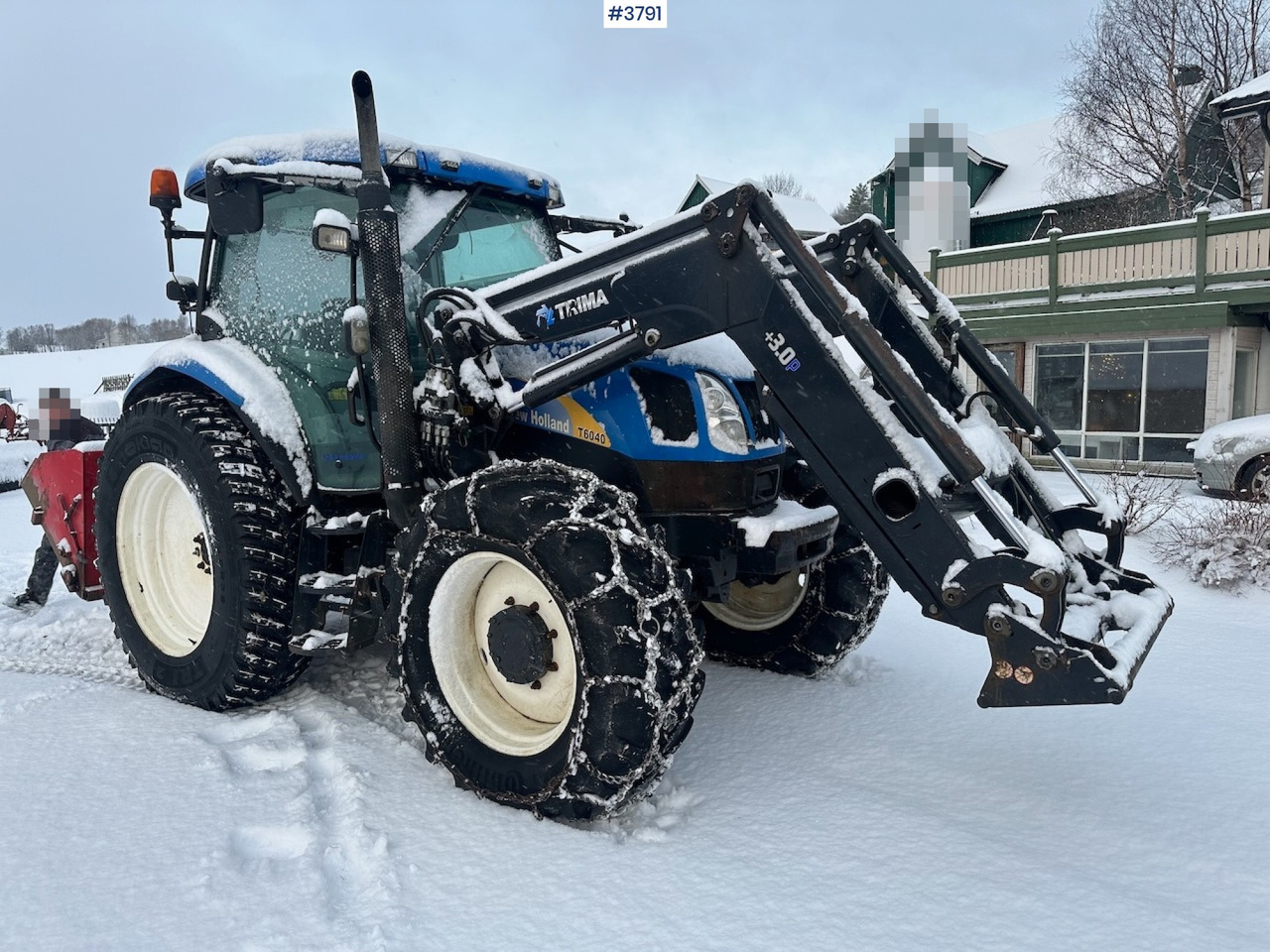 2010 New Holland T6040 4x4 plow rigged tractor w/ Trima +3.0p front loader, brand new chains, snow bucket and Westbjørn snow blower. WATCH VIDEO. - Farm tractor: picture 1 2010 New Holland T6040 4x4 plow rigged tractor w/ Trima +3.0p front loader, brand new chains, snow bucket and Westbjørn snow blower. WATCH VIDEO. - Farm tractor: picture 1