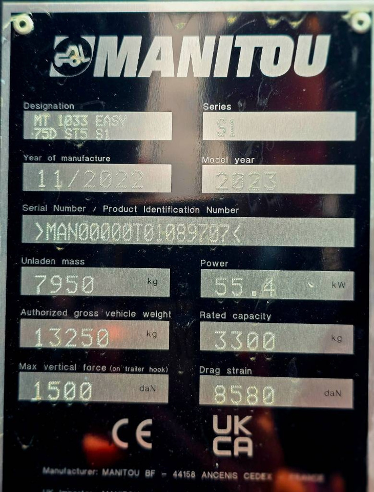 Telescopic handler Manitou MT 1033 EASY 75D ST5 S1: picture 11
