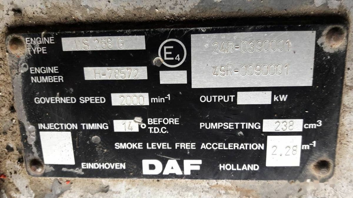 DAF WS268G DAF 95 85 - Engine for Truck: picture 1 DAF WS268G DAF 95 85 - Engine for Truck: picture 1