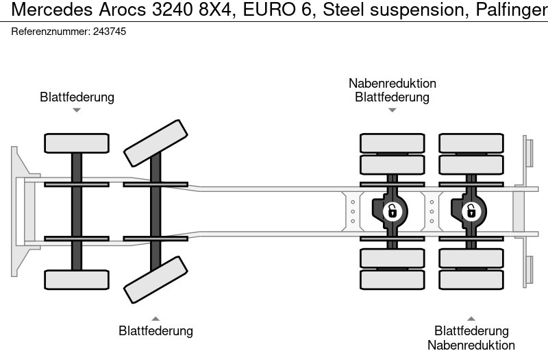 Dropside/ Flatbed truck, Crane truck Mercedes-Benz Arocs 3240 8X4, EURO 6, Steel suspension, Palfinger: picture 16