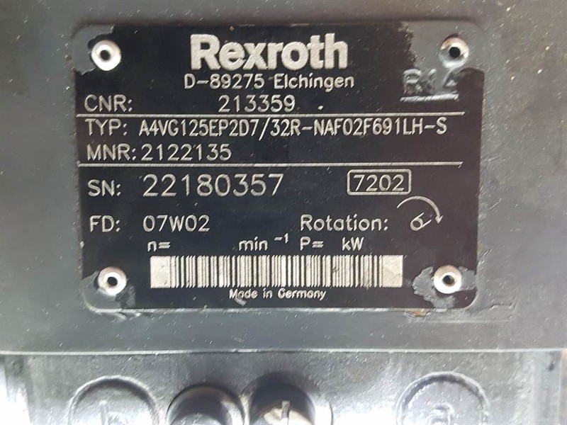Rexroth A4VG125EP2D7/32R - 213359 - Drive pump/Fahrpumpe - Hydraulics: picture 3 Rexroth A4VG125EP2D7/32R - 213359 - Drive pump/Fahrpumpe - Hydraulics: picture 3