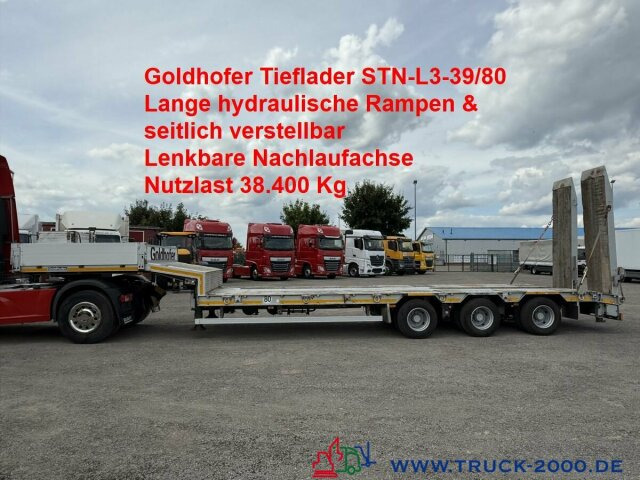 Goldhofer STN-L3-39/80 3Achsen hydraulische Rampen ABS/EBS - Low loader semi-trailer: picture 1 Goldhofer STN-L3-39/80 3Achsen hydraulische Rampen ABS/EBS - Low loader semi-trailer: picture 1
