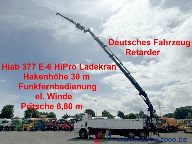 Mercedes-Benz Actros 3244 Hiab 377 FlyJib+ Winde Hakenhöhe 30m - Dropside/ Flatbed truck, Crane truck: picture 1 Mercedes-Benz Actros 3244 Hiab 377 FlyJib+ Winde Hakenhöhe 30m - Dropside/ Flatbed truck, Crane truck: picture 1