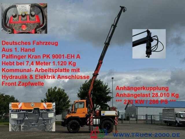 Unimog U400 4x4 PK9001 5.+6.Steuerkreis Zapfwelle 286PS - Dropside/ Flatbed truck, Crane truck: picture 1 Unimog U400 4x4 PK9001 5.+6.Steuerkreis Zapfwelle 286PS - Dropside/ Flatbed truck, Crane truck: picture 1