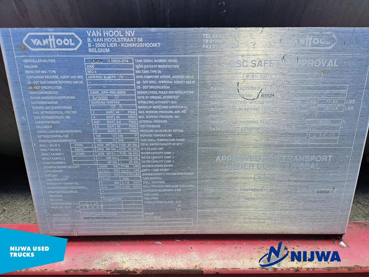 New Tank container Vanhool TCIS20-27/4 20 FT Container - Non ADR: picture 11