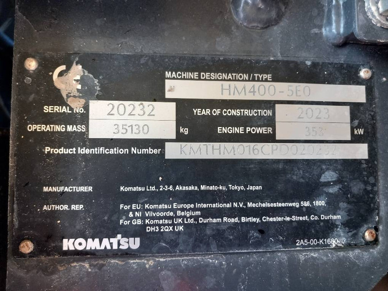 Komatsu HM400-5E0 - Articulated dumper: picture 2 Komatsu HM400-5E0 - Articulated dumper: picture 2