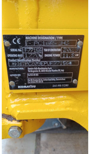 Komatsu PC16R-3HS - Mini excavator: picture 2 Komatsu PC16R-3HS - Mini excavator: picture 2