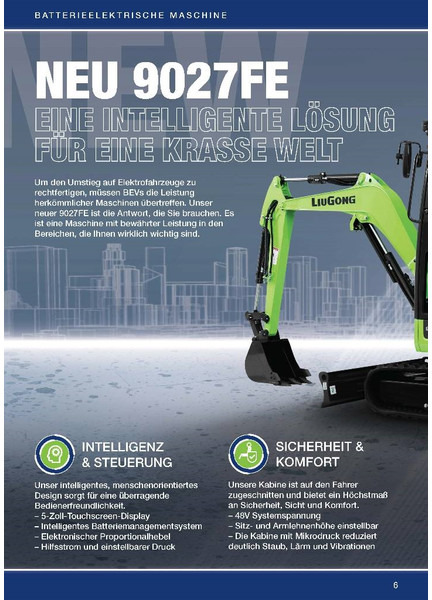 New Mini excavator LIUGONG 9027 FE vollelektrisch, 2.680 kg: picture 6 New Mini excavator LIUGONG 9027 FE vollelektrisch, 2.680 kg: picture 6
