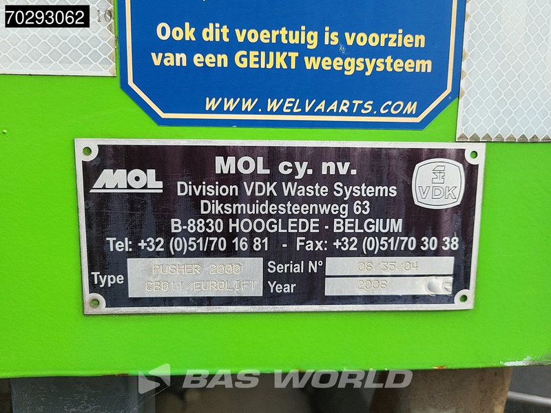 Garbage truck DAF CF75.250 6X2 NL-Truck Mol Pusher 2000 CB011/Eurolift Steering-Axle Euro 5: picture 10