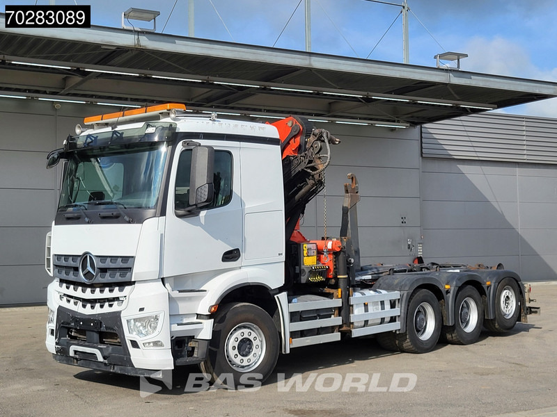 Hook lift truck, Crane truck Mercedes-Benz Arocs 3245 Actros 8X4 Palfinger PK22002 EH Crane 17tons hooklift Big-Axle Lift+Lenkachse Navi Euro 6: picture 12