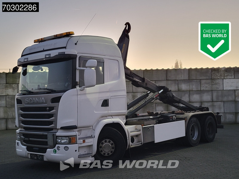Scania G450 6X2 HIAB XR21Z59 containersystem 3-pedals Retarder Lift-Axle Euro 6 - Hook lift truck: picture 1 Scania G450 6X2 HIAB XR21Z59 containersystem 3-pedals Retarder Lift-Axle Euro 6 - Hook lift truck: picture 1