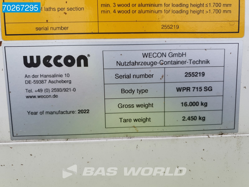 Curtainside swap body Wecon WPR 715 SG 8X2 Durchladesysteem 20FT / BDF / Wecon: picture 12