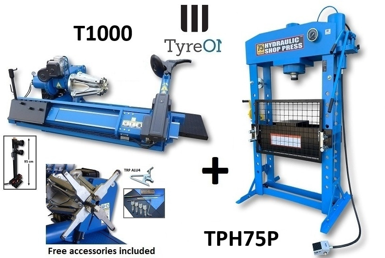 T1000 2-speed 56 Inch truck tyre changer + 75T air hydraulic workshop press TPH75P - Workshop equipment: picture 1 T1000 2-speed 56 Inch truck tyre changer + 75T air hydraulic workshop press TPH75P - Workshop equipment: picture 1
