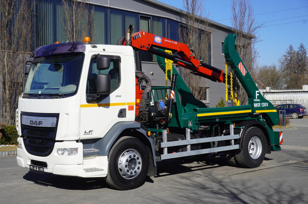 DAF LF 18.310 E6 / Skip loader Fornal NKR 130V / HDS HMF 735 K2 / Manual gearbox - Hook lift truck, Crane truck: picture 1 DAF LF 18.310 E6 / Skip loader Fornal NKR 130V / HDS HMF 735 K2 / Manual gearbox - Hook lift truck, Crane truck: picture 1