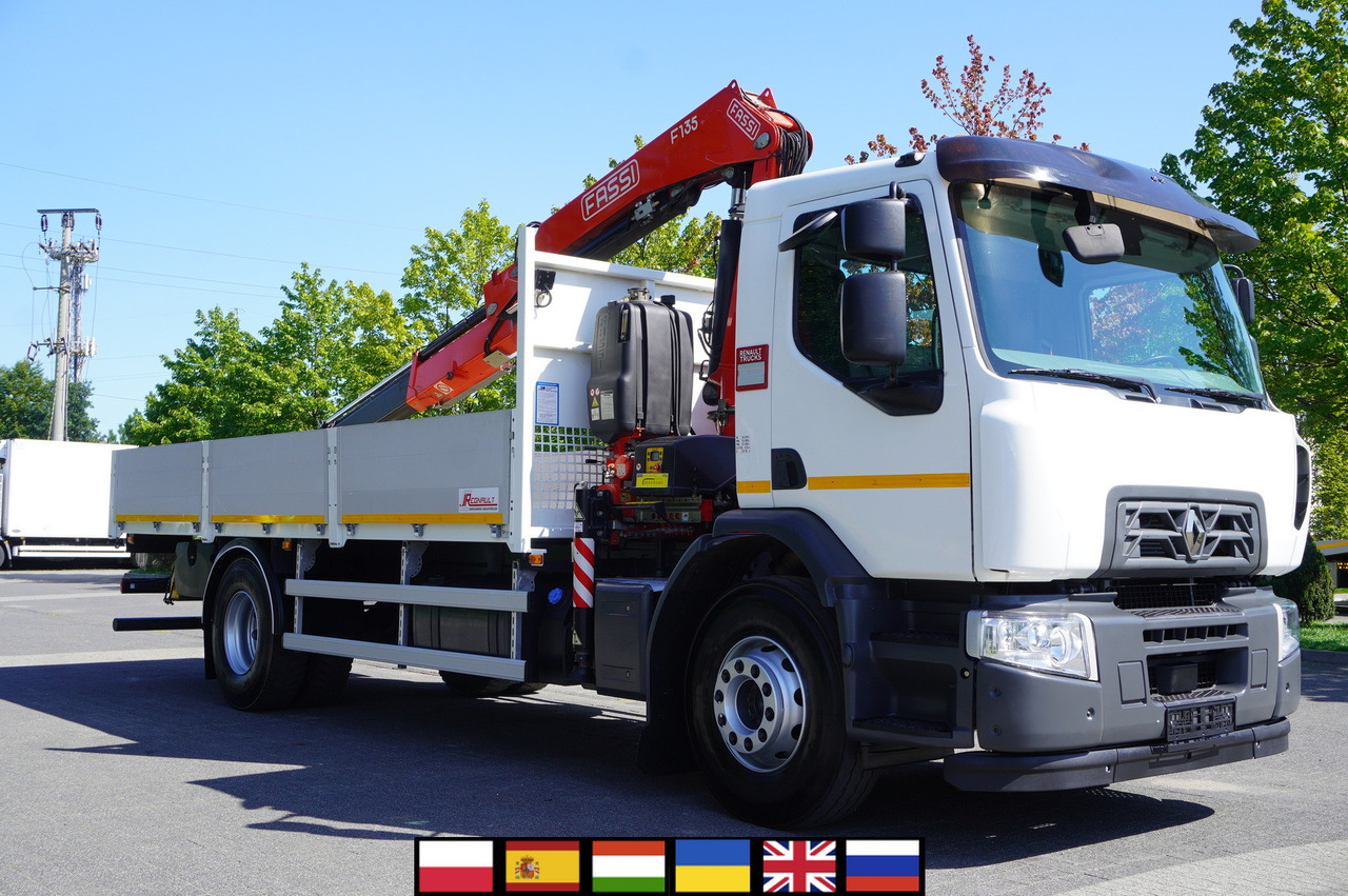 RENAULT C280 DTI 8 / FASSI crane 5.6 T / range 8 m / Flatbed 15 EPAL - Dropside/ Flatbed truck, Crane truck: picture 1 RENAULT C280 DTI 8 / FASSI crane 5.6 T / range 8 m / Flatbed 15 EPAL - Dropside/ Flatbed truck, Crane truck: picture 1