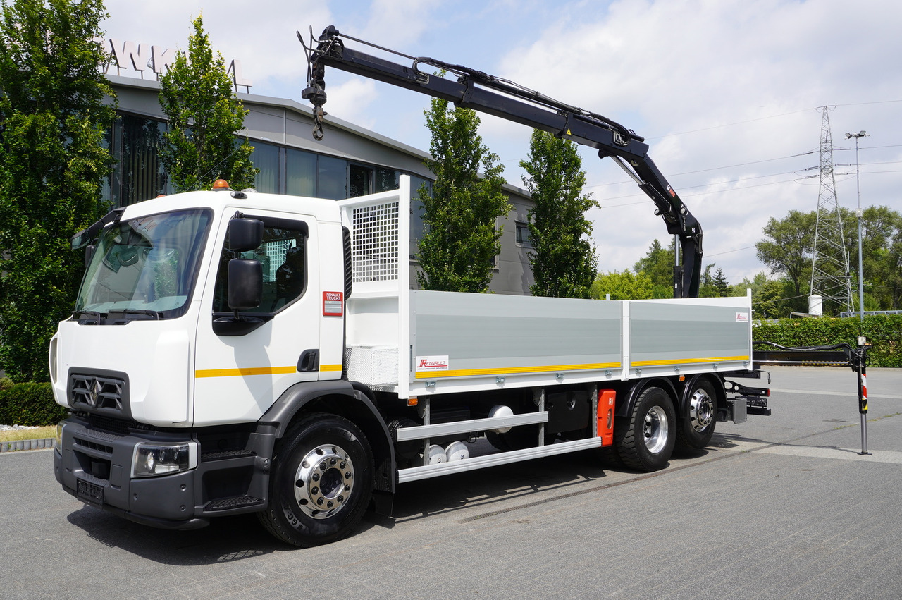 Dropside/ Flatbed truck, Crane truck RENAULT D26 440 WIDE 6×2 E6 Crane HIAB XS111 / PILOT / load. 15t: picture 1