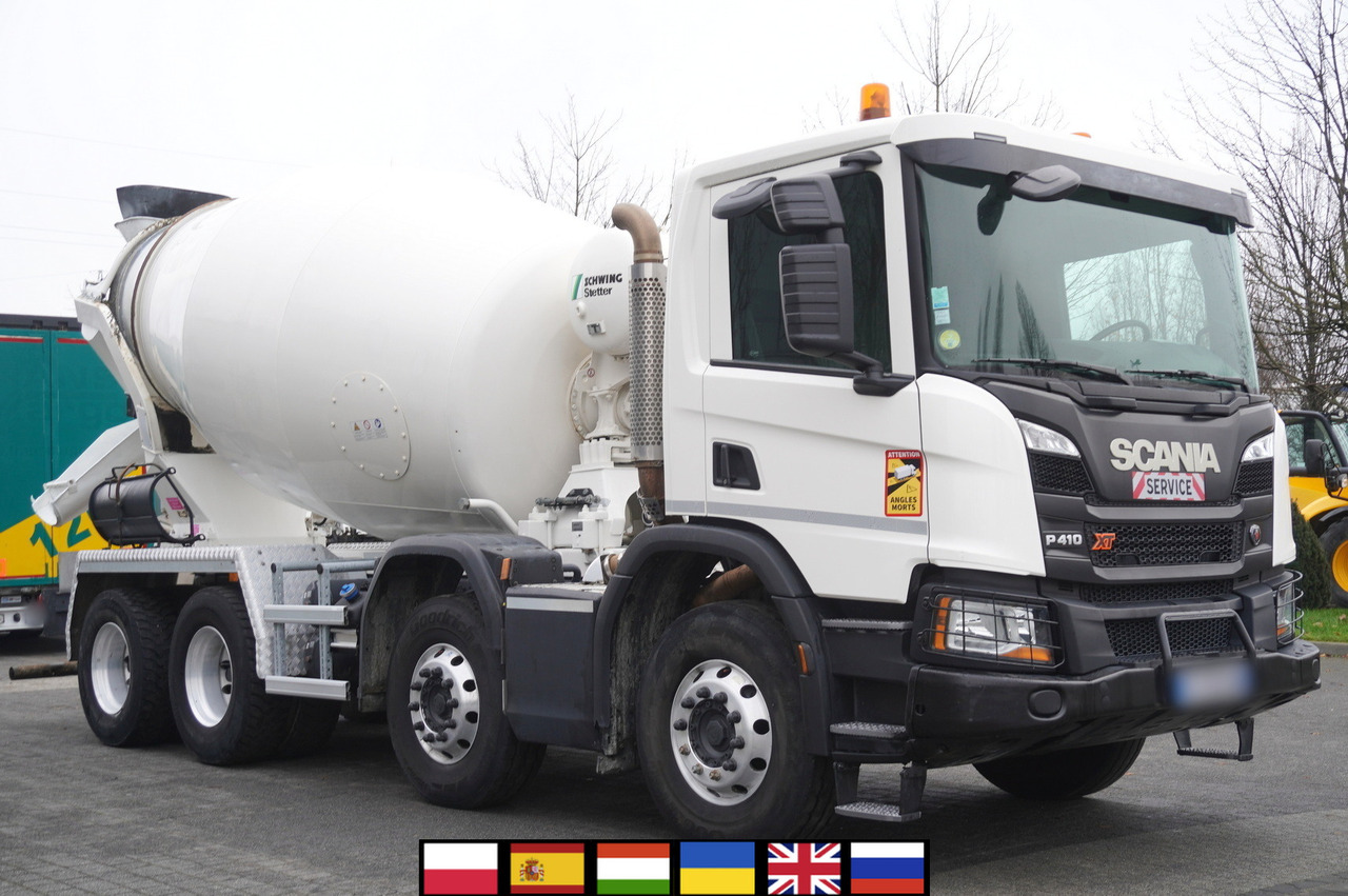SCANIA P410 XT 8x4 / 80 tho. km!!! / SCHWING-STATTER AM 9 FHC 9 m3 concrete mixer - Concrete mixer truck: picture 1 SCANIA P410 XT 8x4 / 80 tho. km!!! / SCHWING-STATTER AM 9 FHC 9 m3 concrete mixer - Concrete mixer truck: picture 1