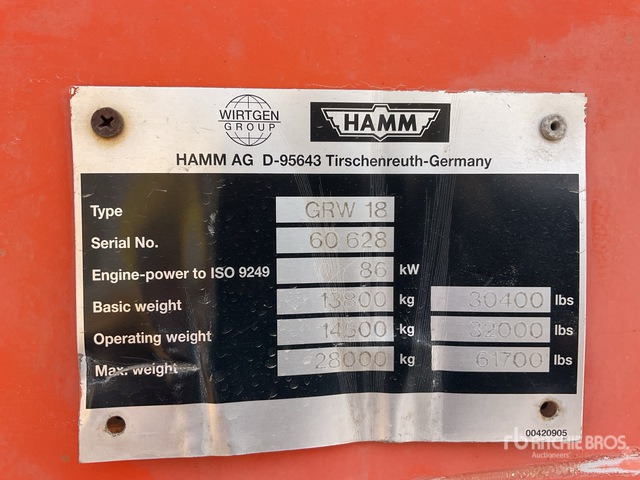 2004 Hamm GRW18 8 Wheel Pneumatic Roller - Flail mower/ Mulcher: picture 1 2004 Hamm GRW18 8 Wheel Pneumatic Roller - Flail mower/ Mulcher: picture 1