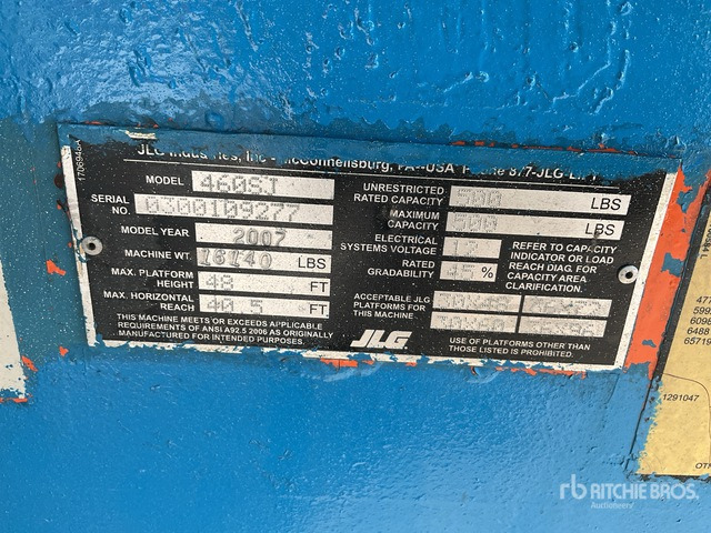 2007 JLG 460SJ 4WD Diesel Telescopic Boom Lift - Telescopic boom: picture 1 2007 JLG 460SJ 4WD Diesel Telescopic Boom Lift - Telescopic boom: picture 1