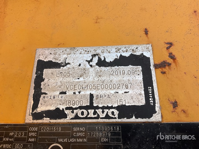 2019 Volvo L105 - Wheel loader: picture 3 2019 Volvo L105 - Wheel loader: picture 3