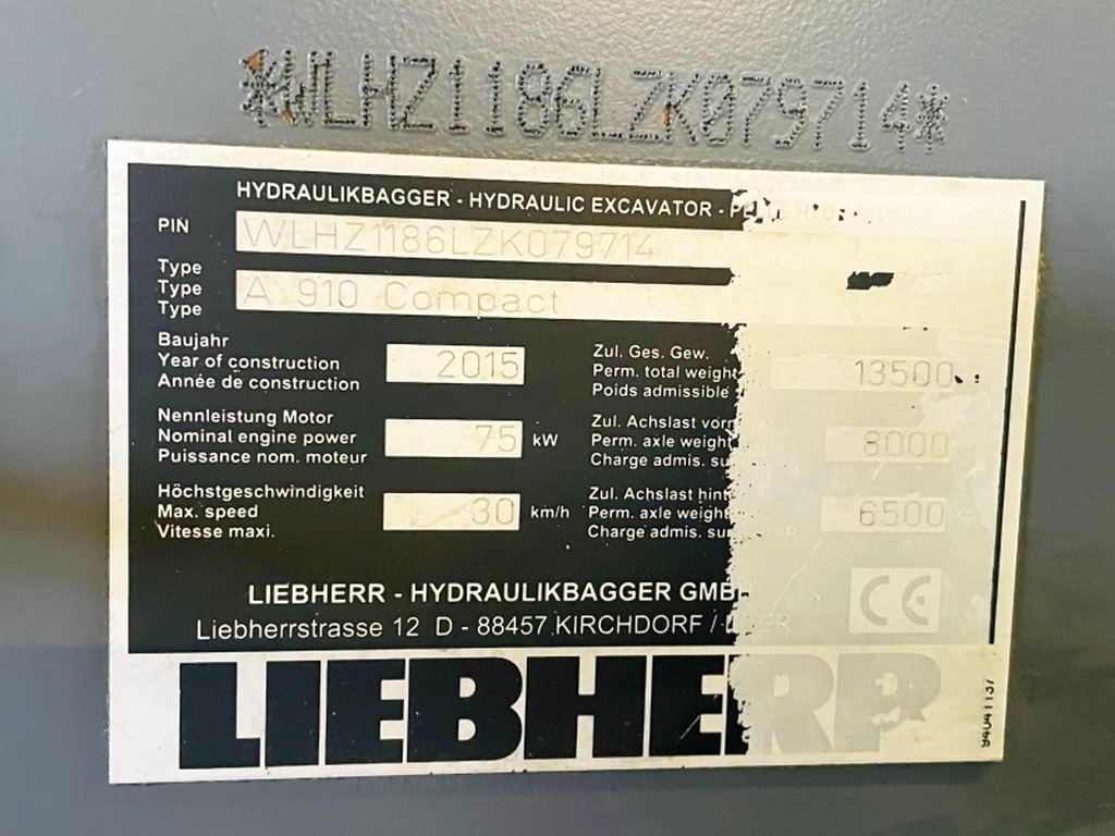 Liebherr A910 Compact (4025) - Wheel excavator: picture 3 Liebherr A910 Compact (4025) - Wheel excavator: picture 3