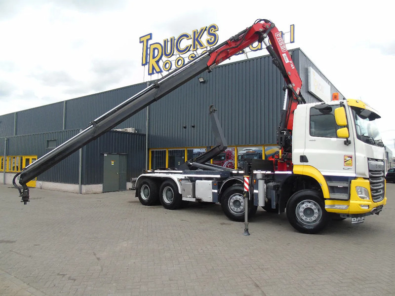 DAF CF 480 + 8X4 + FASSI 16T/M + 20T HOOK + REMOTE + PERFECT - Hook lift truck, Crane truck: picture 2 DAF CF 480 + 8X4 + FASSI 16T/M + 20T HOOK + REMOTE + PERFECT - Hook lift truck, Crane truck: picture 2