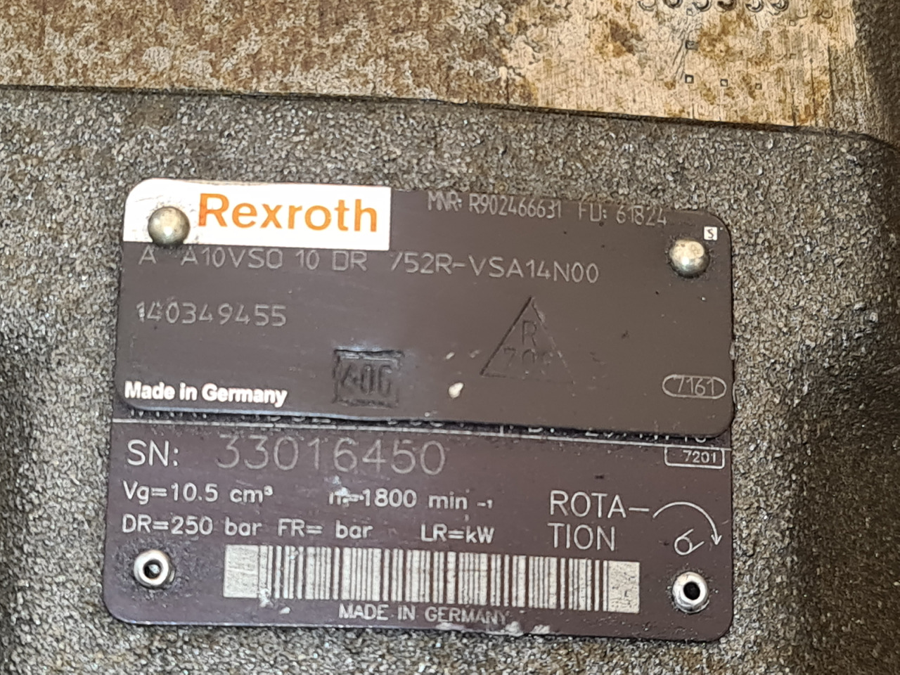 REXROTH HYDRAULIC PUMP / A10VSO28DR 1 / A10VSO10DR - Hydraulic pump: picture 4 REXROTH HYDRAULIC PUMP / A10VSO28DR 1 / A10VSO10DR - Hydraulic pump: picture 4