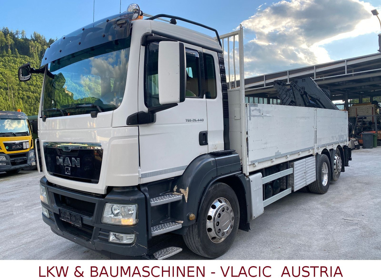 MAN 26.440 mit Kran HIAB 166 5XHydraulikauschub - Dropside/ Flatbed truck, Crane truck: picture 1 MAN 26.440 mit Kran HIAB 166 5XHydraulikauschub - Dropside/ Flatbed truck, Crane truck: picture 1