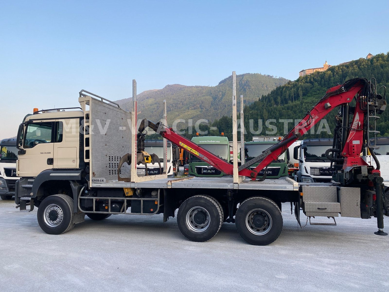Timber truck, Crane truck MAN 33.500 6X6 mit Kran PENZ 12Z: picture 13