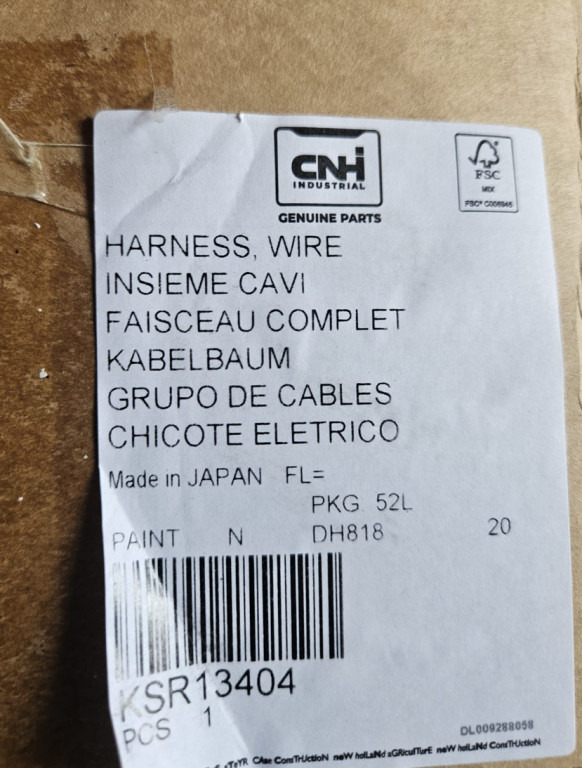 Case KSR13404 - KSR13990 - Cables/ Wire harness for Construction machinery: picture 1 Case KSR13404 - KSR13990 - Cables/ Wire harness for Construction machinery: picture 1