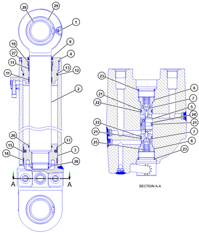 Caterpillar 2249320 - Hydraulic cylinder for Construction machinery: picture 1 Caterpillar 2249320 - Hydraulic cylinder for Construction machinery: picture 1