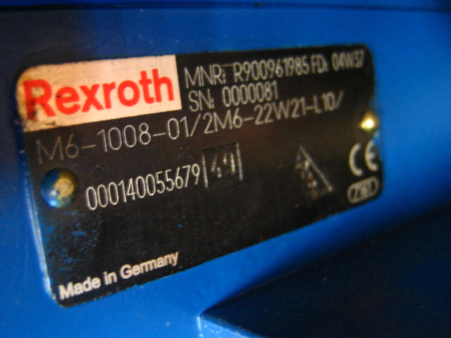 Rexroth R900961985 - M6-1008-01/2M6-22W21 - Hydraulic valve for Construction machinery: picture 1 Rexroth R900961985 - M6-1008-01/2M6-22W21 - Hydraulic valve for Construction machinery: picture 1